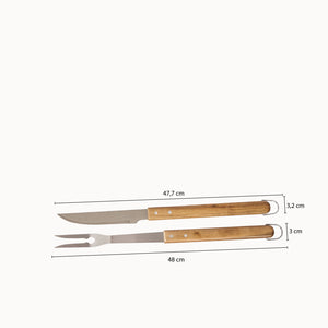 Set de cuchillo y tenedor BBQ acacia