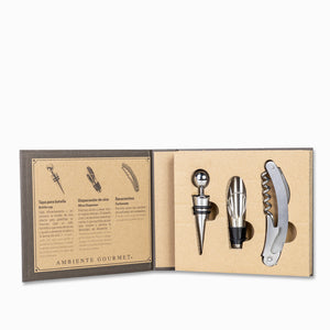 Set para vinos en acero x 3