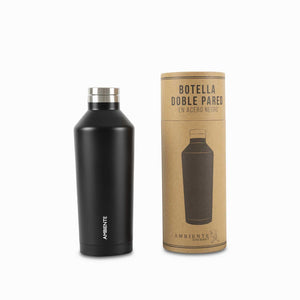 Botella doble pared en acero negro