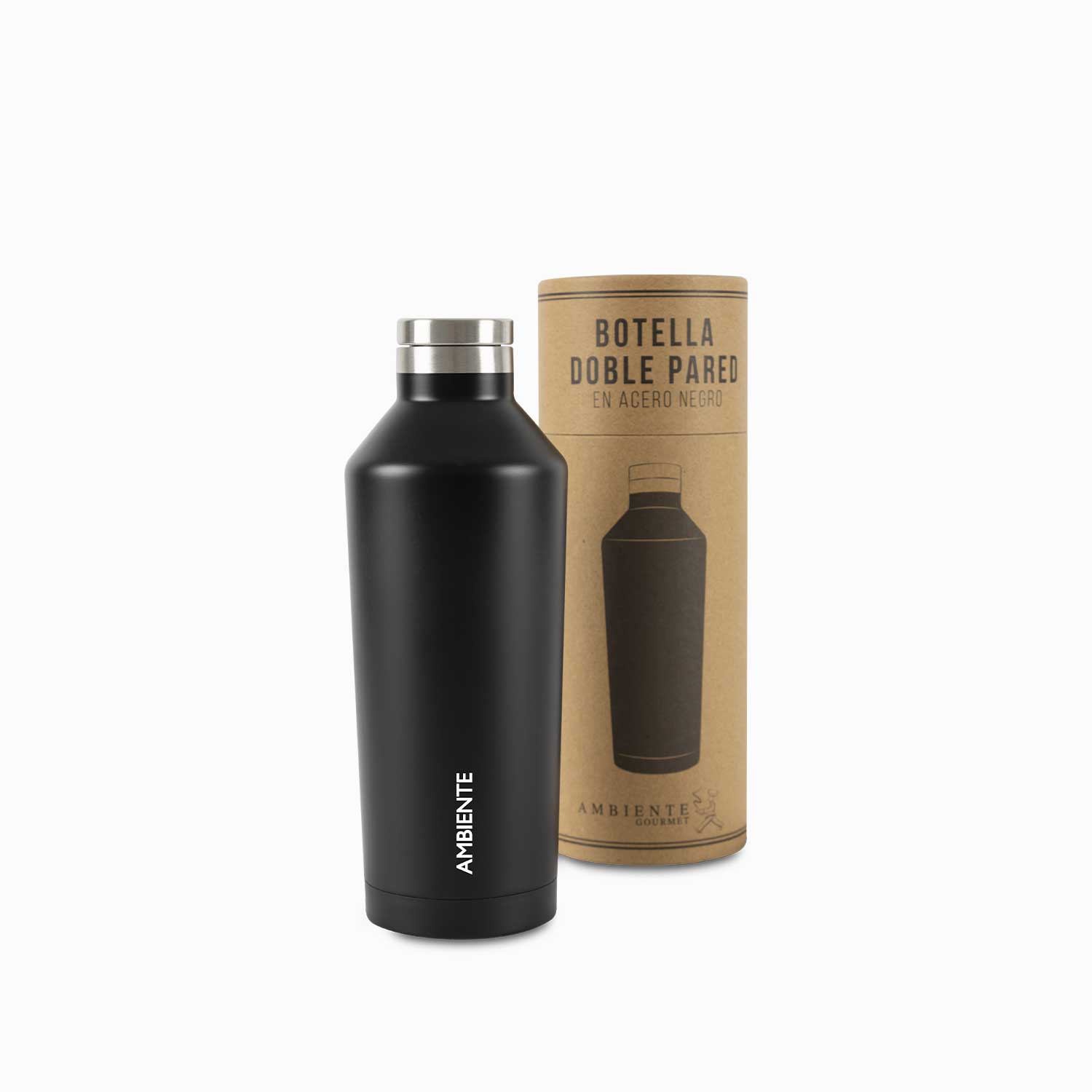 Botella doble pared en acero negro