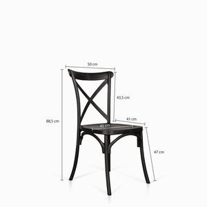 Silla X negra en plástico apilable
