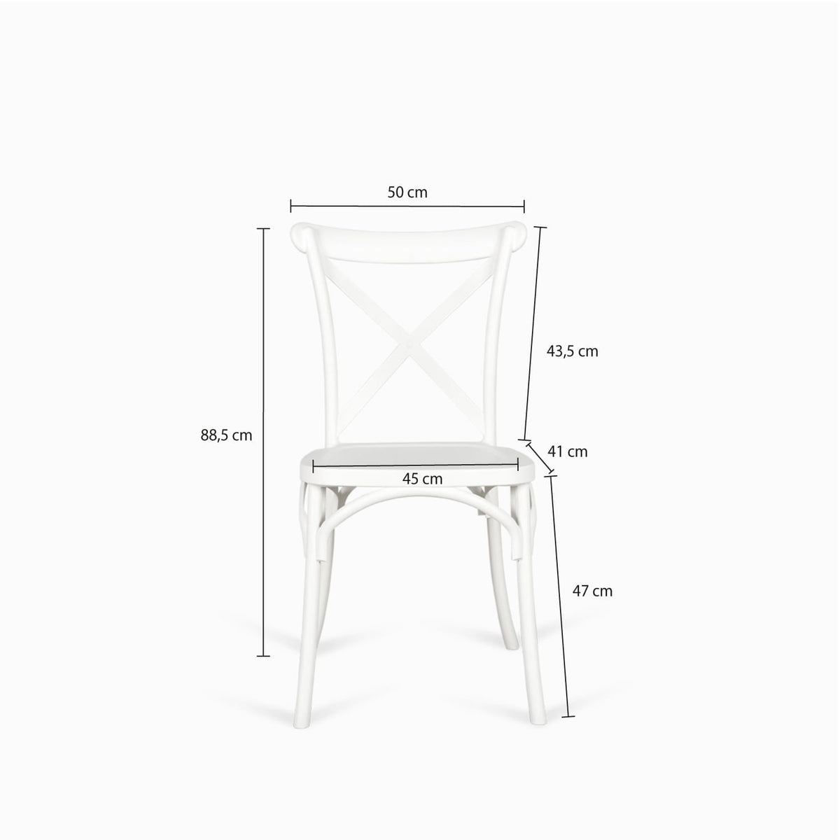Silla X blanca en plástico apilable