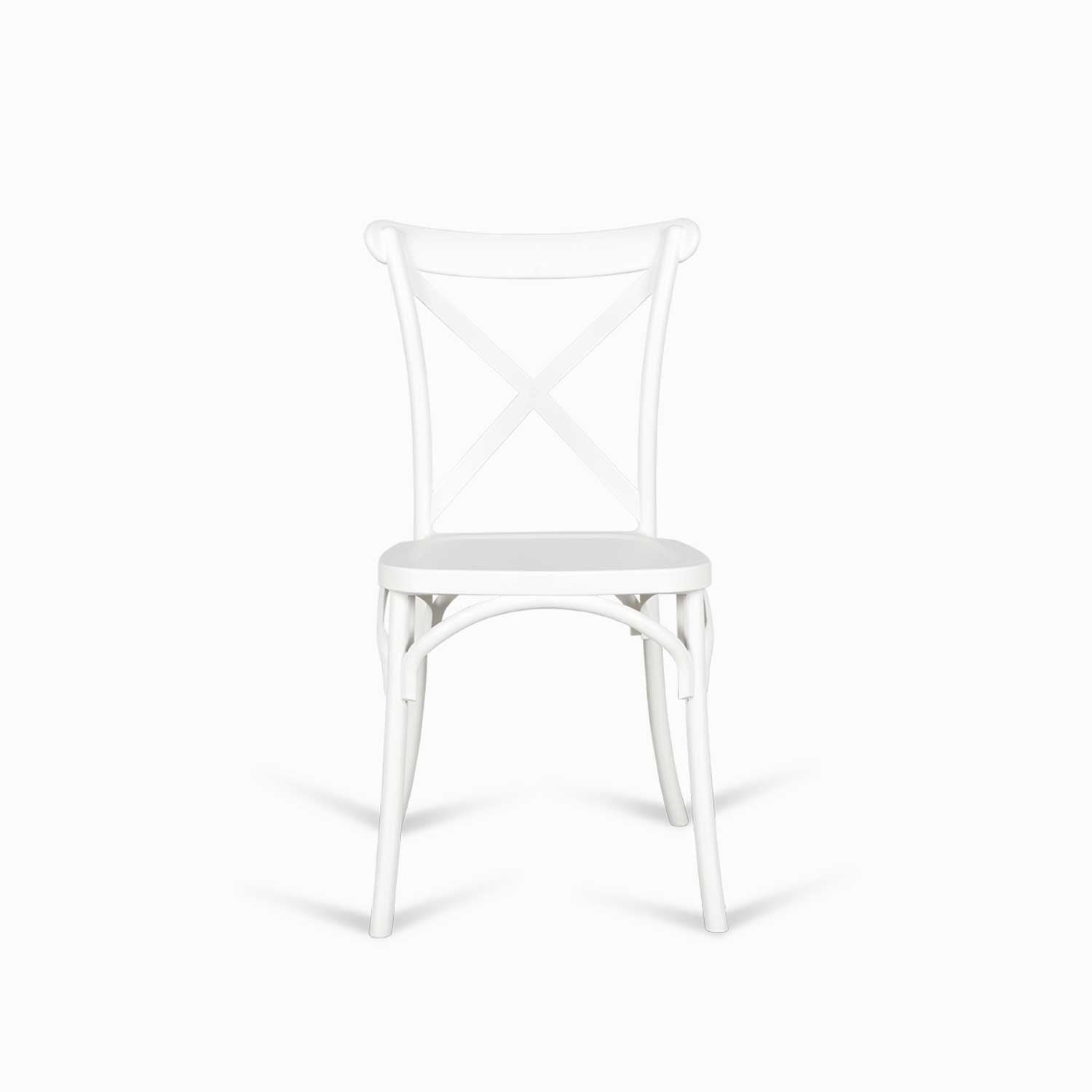 Silla X blanca en plástico apilable