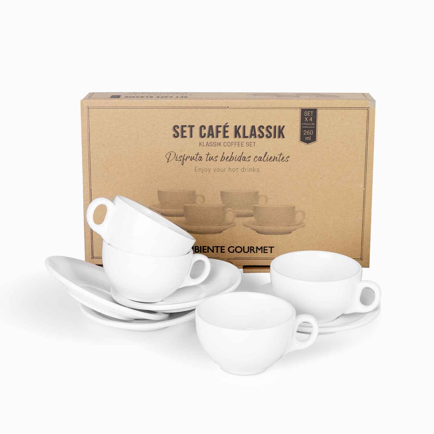 Pocillo y plato Klassik 260ml set x4-1-AMBIENTE GOURMET MÉXICO