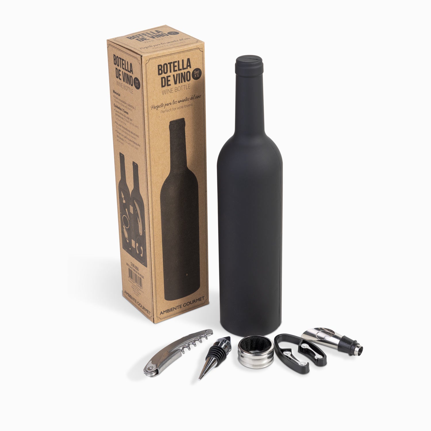 Botella de vino setx5 piezas