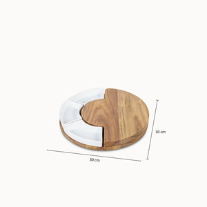 Set para quesos acacia con recipientes de cerámica