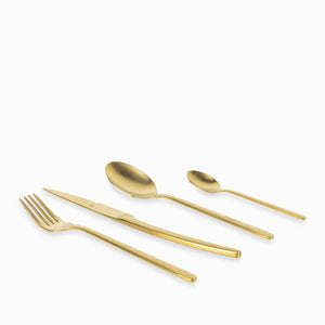 Set de cubiertos line dorado mate 16 pcs