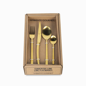 Set de cubiertos line dorado mate 16 pcs