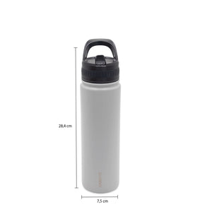 Termo doble pared gris con pitillo 700 ml