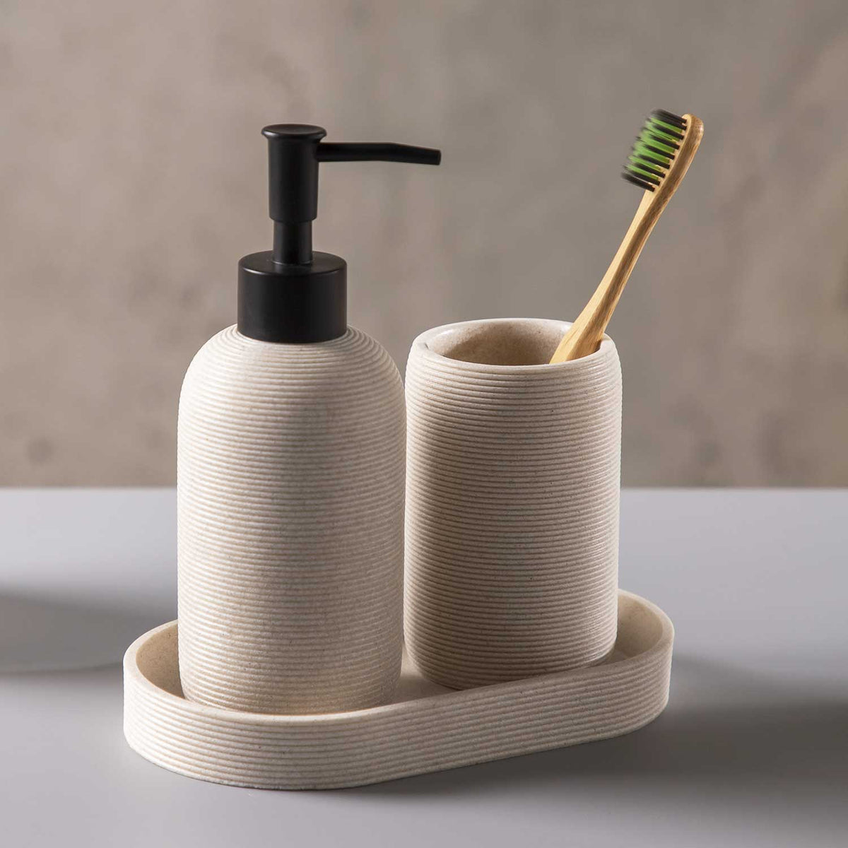 Set baño piedra gris