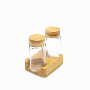 Set sal-pimienta base madera