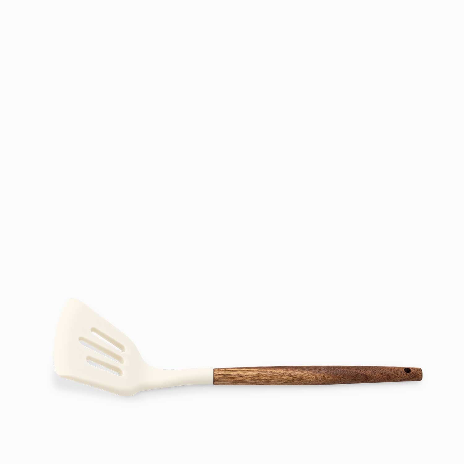 Espátula ranurada silicona acacia blanco