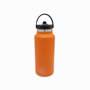 Termo doble pared naranja con pitillo 1240ml
