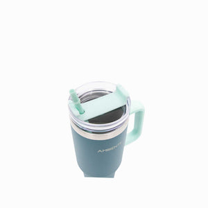 Termo doble pared verde con pitillo 1200ml