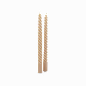 Velas decorativas espiral beige 25cm set x2