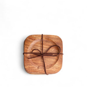 Portavasos cuadrado en acacia setx6