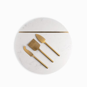 Tabla Redonda Y Cuchillos Para Queso Set X4