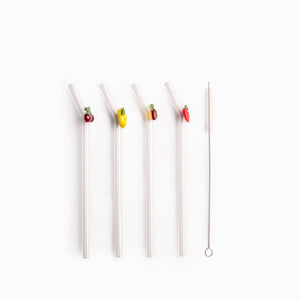 Pitillos de vidrio frutas set x4