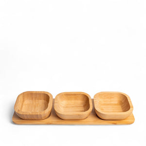 Bandeja en bambú con salseras x3 - Ambiente Gourmet México