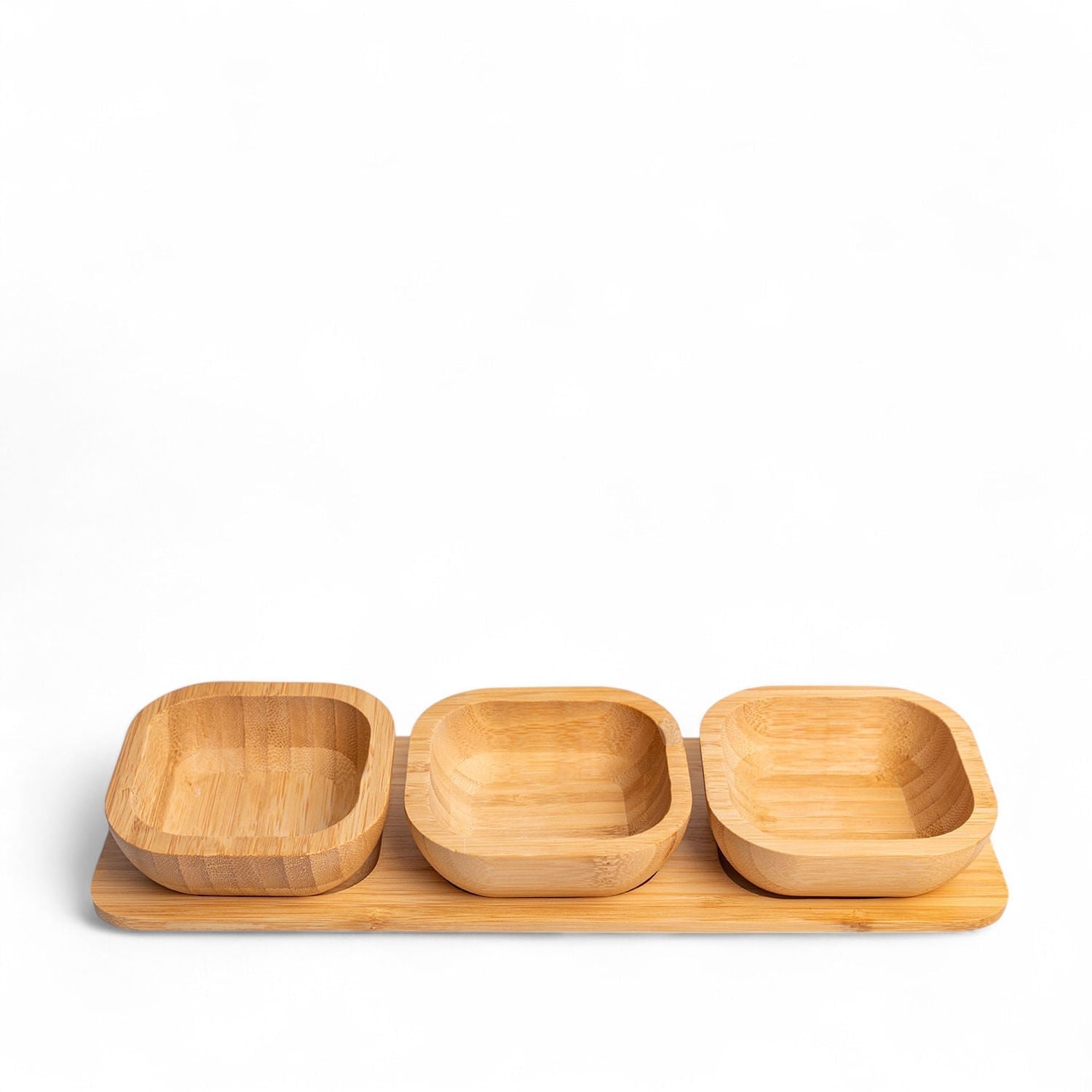 Bandeja en bambú con salseras x3 - Ambiente Gourmet México