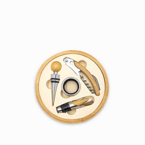 Kit vino caja bambú redonda set x4 - Ambiente Gourmet México