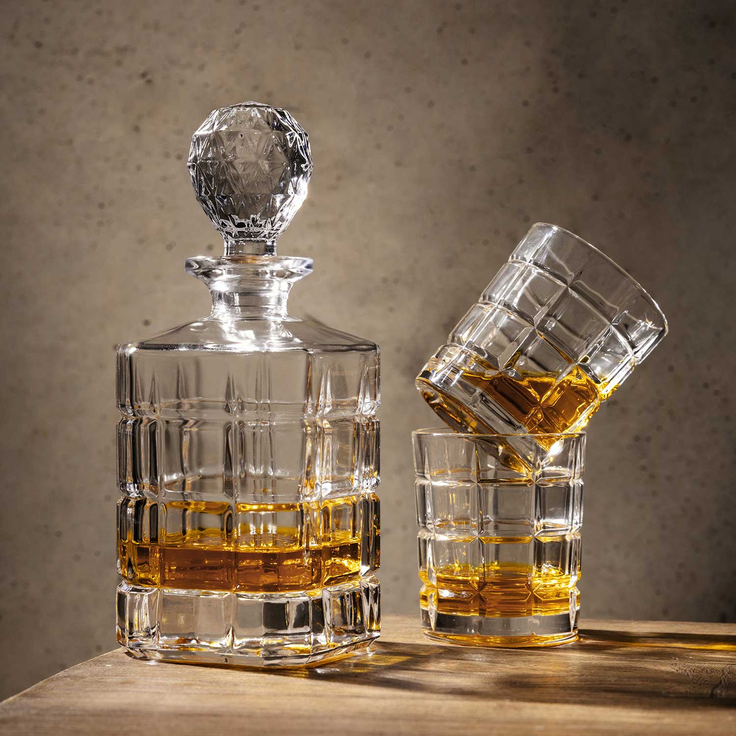 Kit icor licorera con vasos + portavasos de mármol