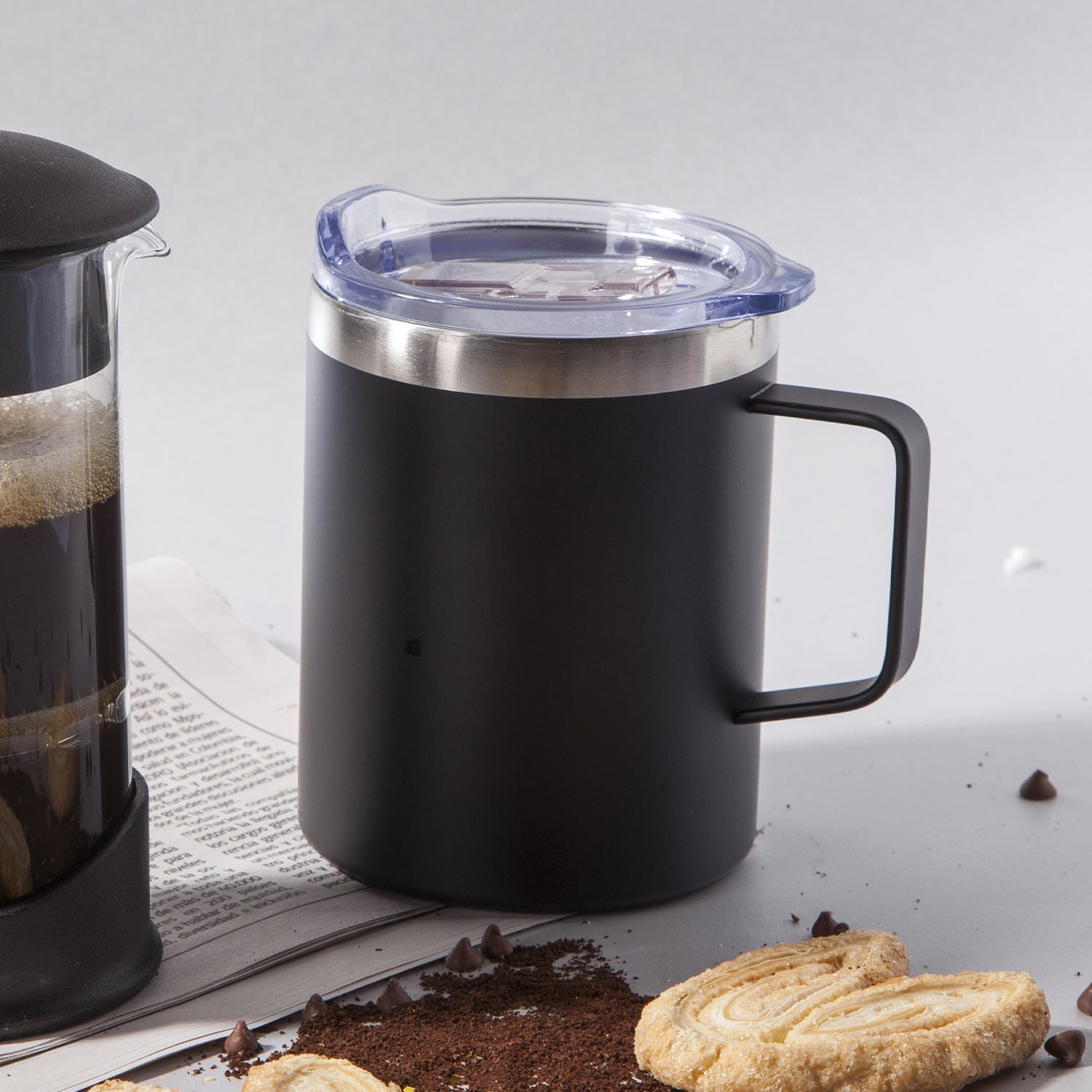 Mug doble pared en acero negro