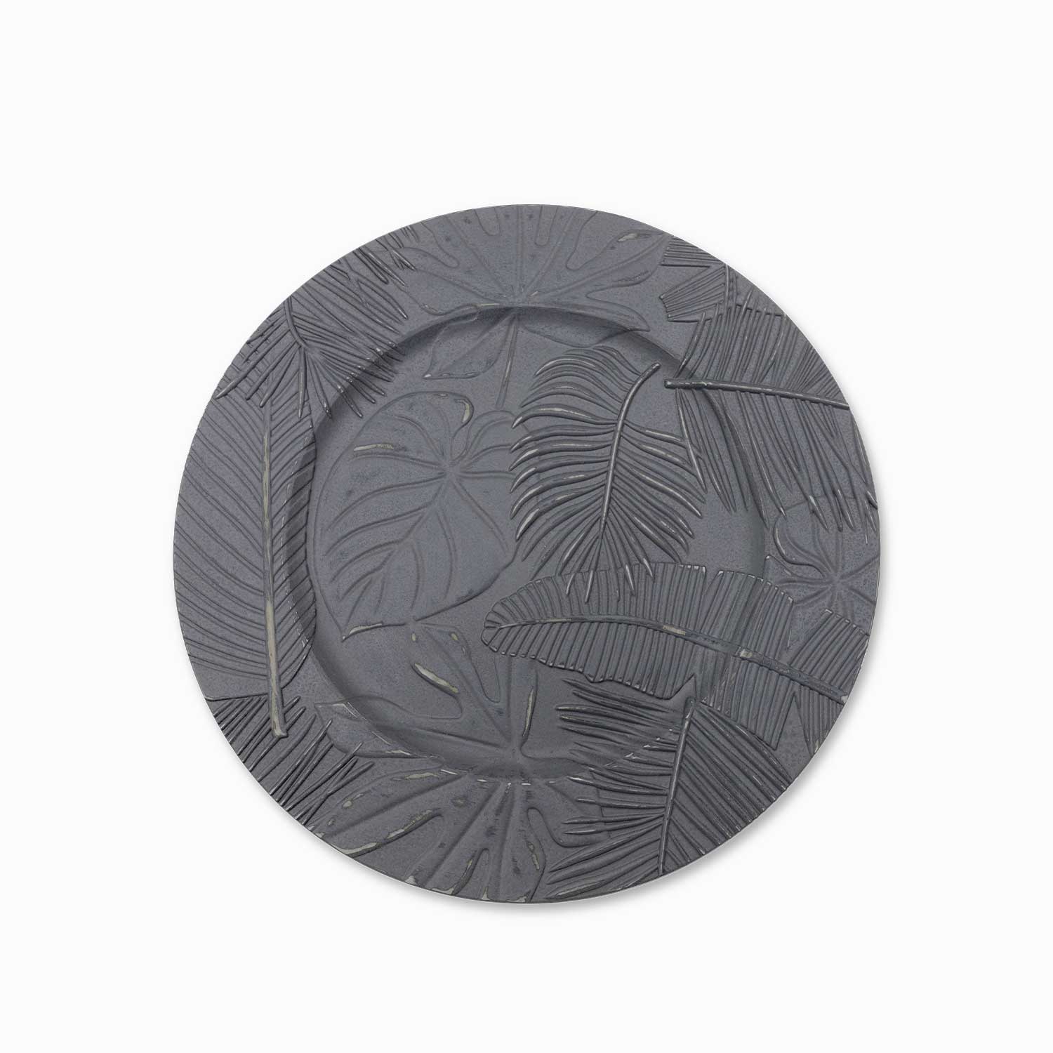 Plato base hojas gris