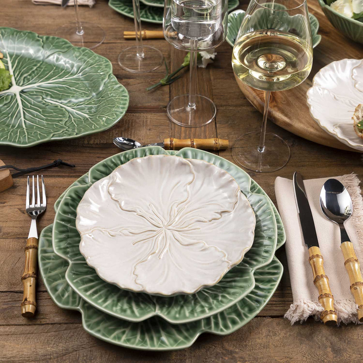 Plato mediano hoja col blanco 20cm set x4 - Ambiente Gourmet México