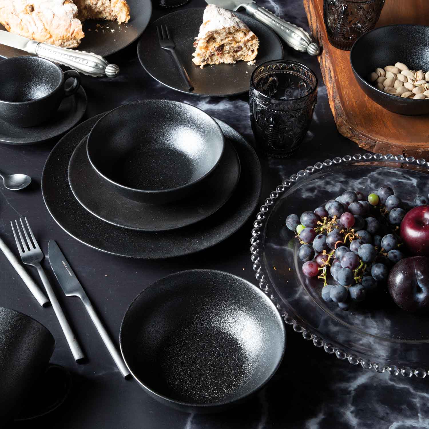 Plato principal negro mate 26 cm setx4