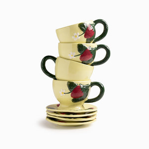 Pocillo y plato fresa 230ml set x4 - Ambiente Gourmet México