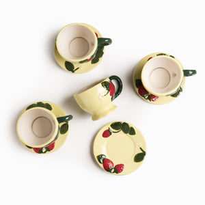 Pocillo y plato fresa 230ml set x4 - Ambiente Gourmet México