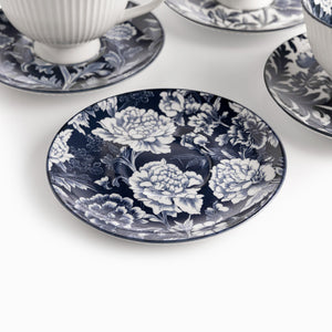 Pocillo y plato jardín índigo set x4 - Ambiente Gourmet México