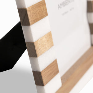 Portarretratos Rayas Marmol Y Madera 26Cm - Ambiente Gourmet México