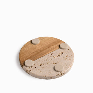 Portavasos travertino y acacia set x4 - Ambiente Gourmet México