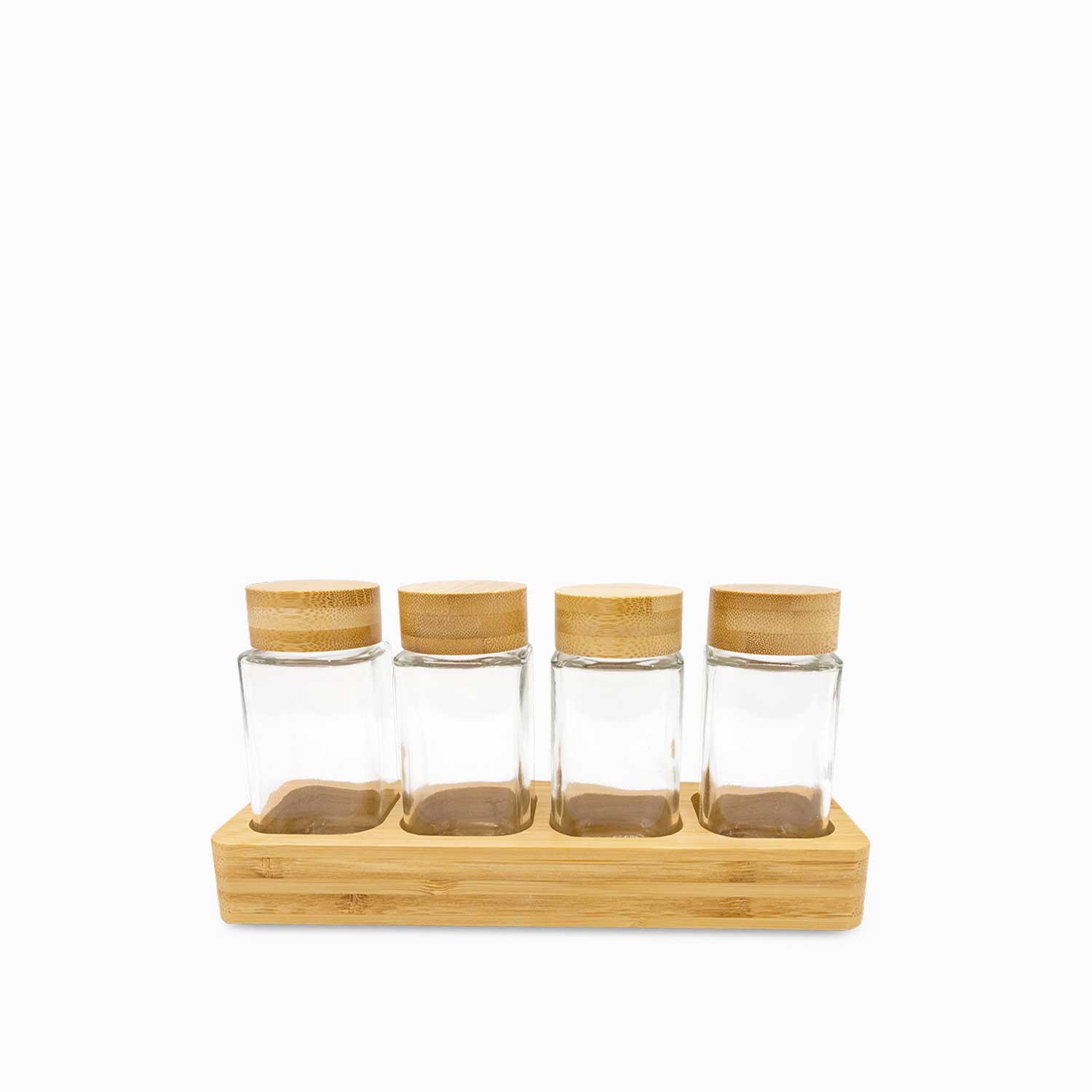 Rack especias alto base madera set x5