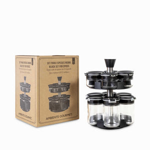 Set para especias negro x12