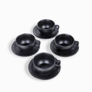 Taza y plato negro mate 260 ml setx4 - Ambiente Gourmet México