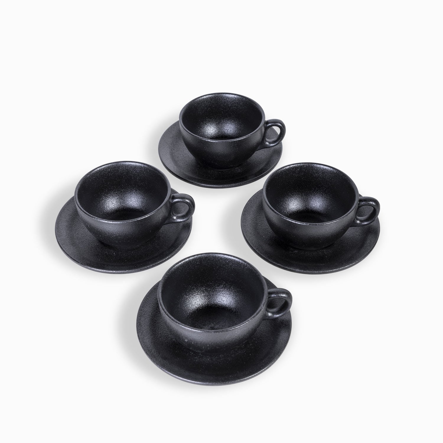 Taza y plato negro mate 260 ml setx4