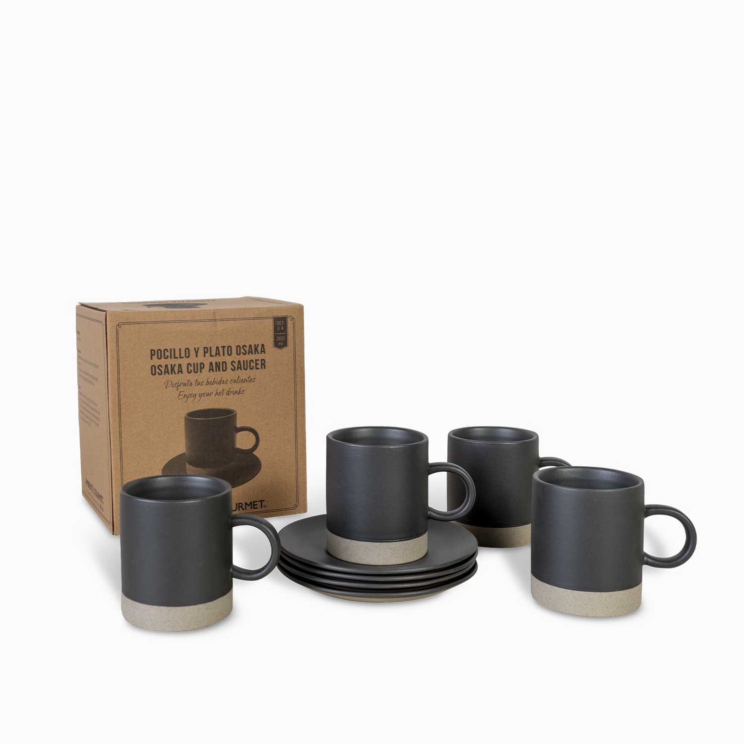 Taza y plato osaka 200ml setx4 - Ambiente Gourmet México