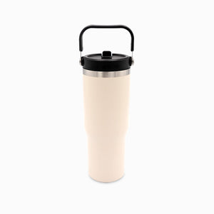 Termo con pitillo y manija beige 890ml - Ambiente Gourmet México