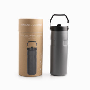 Termo doble pared con pitillo gris 500ml - Ambiente Gourmet México