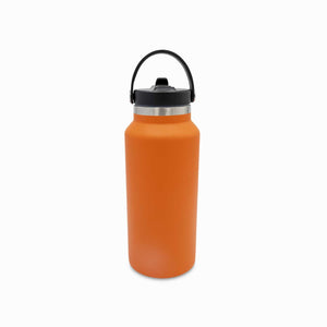 Termo doble pared naranja con pitillo 1240ml