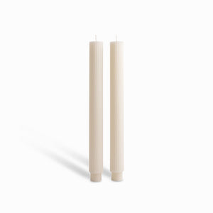 Velas Largas Rayas Ivory 27Cm Set X2