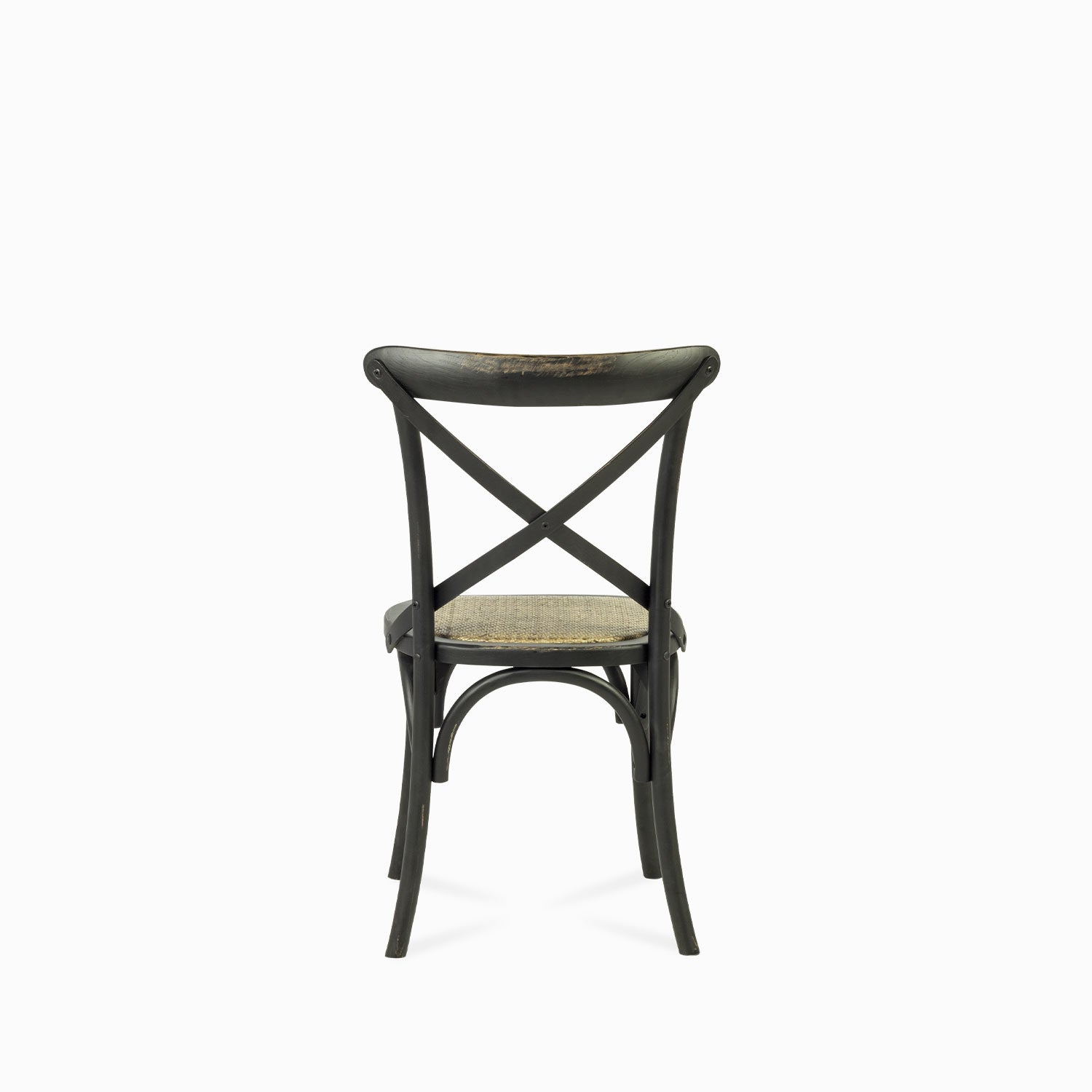 Silla negra en X tejida
