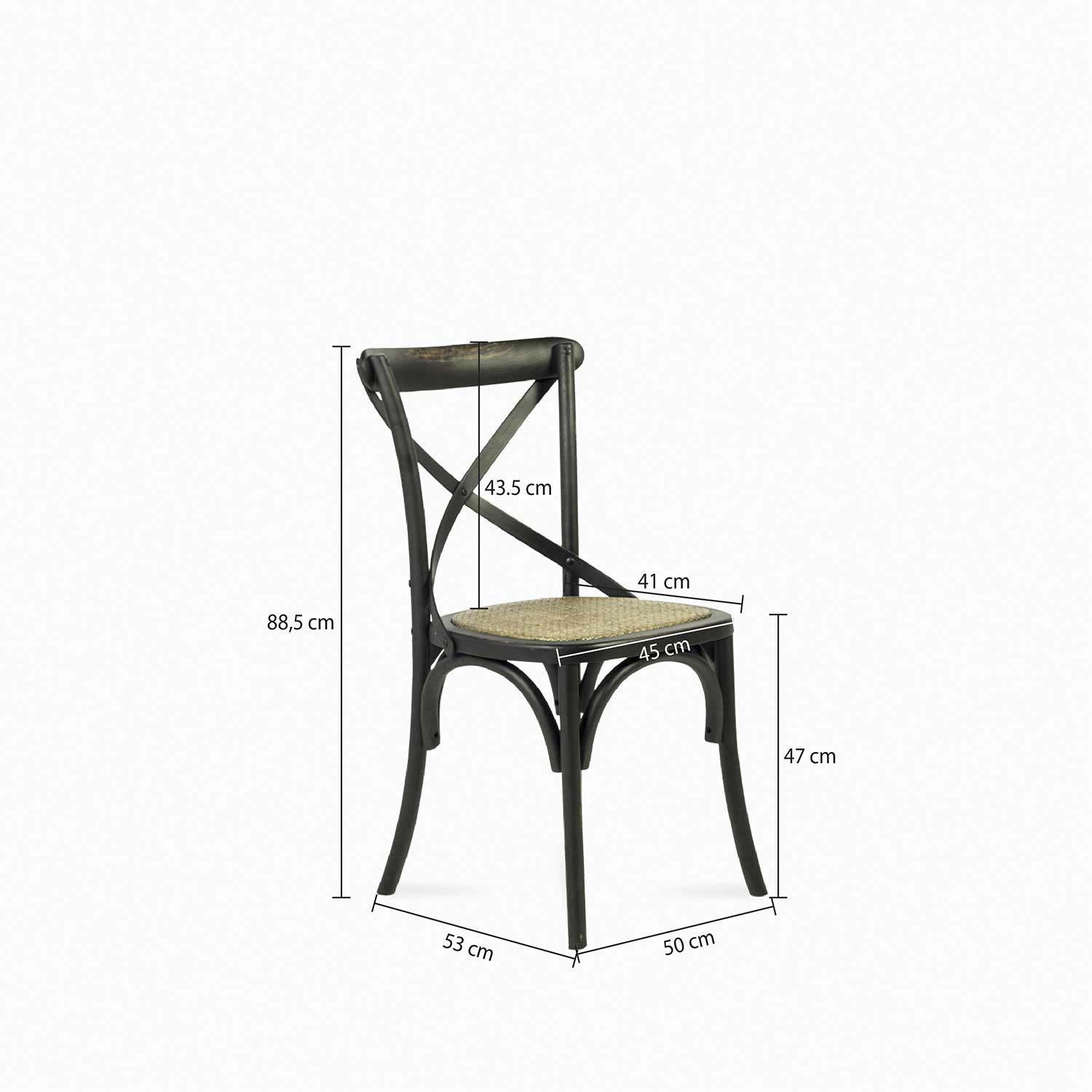 Silla negra en X tejida