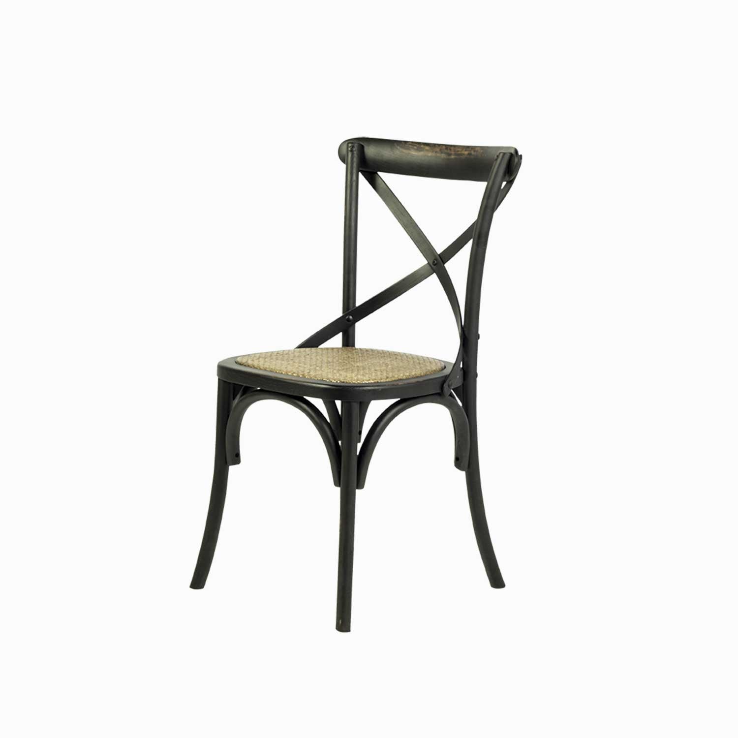 Silla negra en X tejida