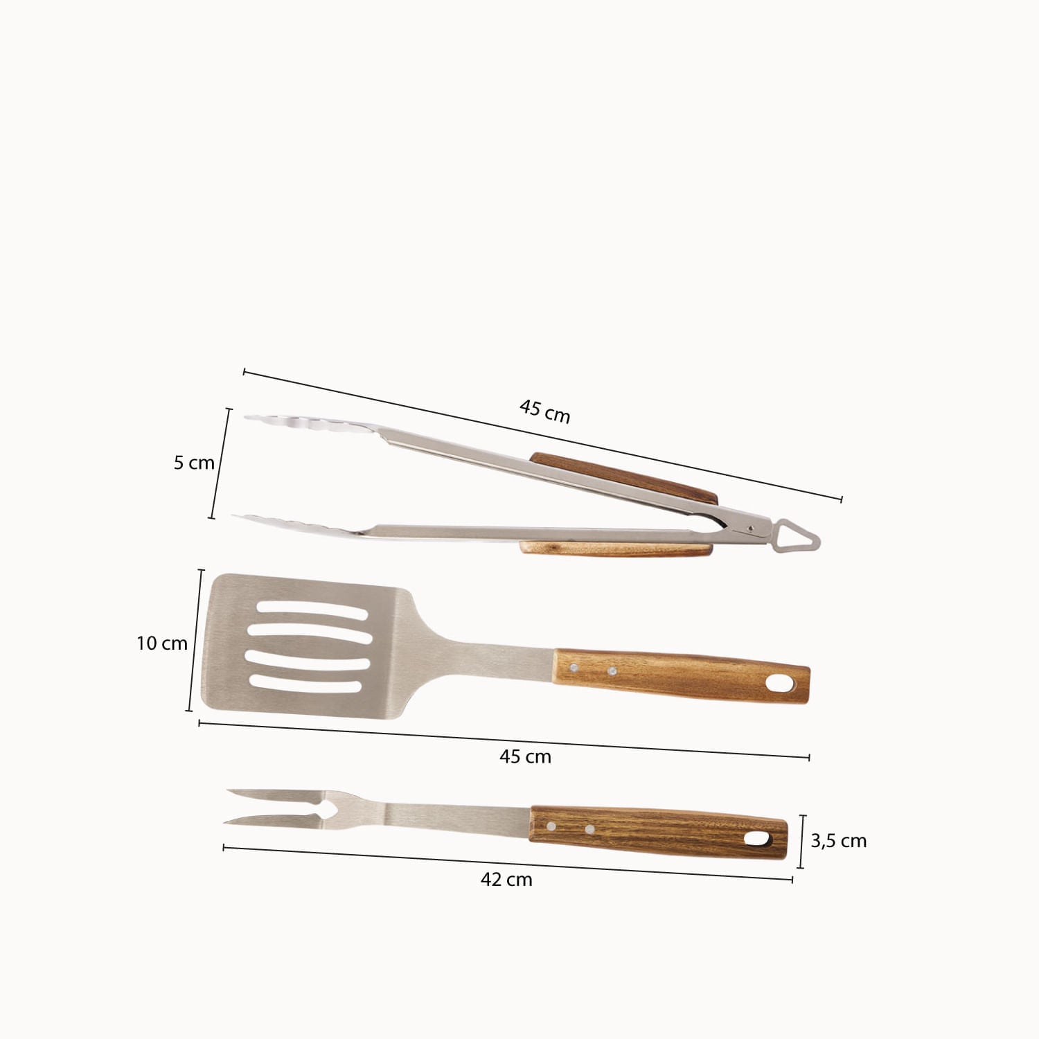 Set de utensilios para BBQ Acacia-3-AMBIENTE GOURMET MÉXICO