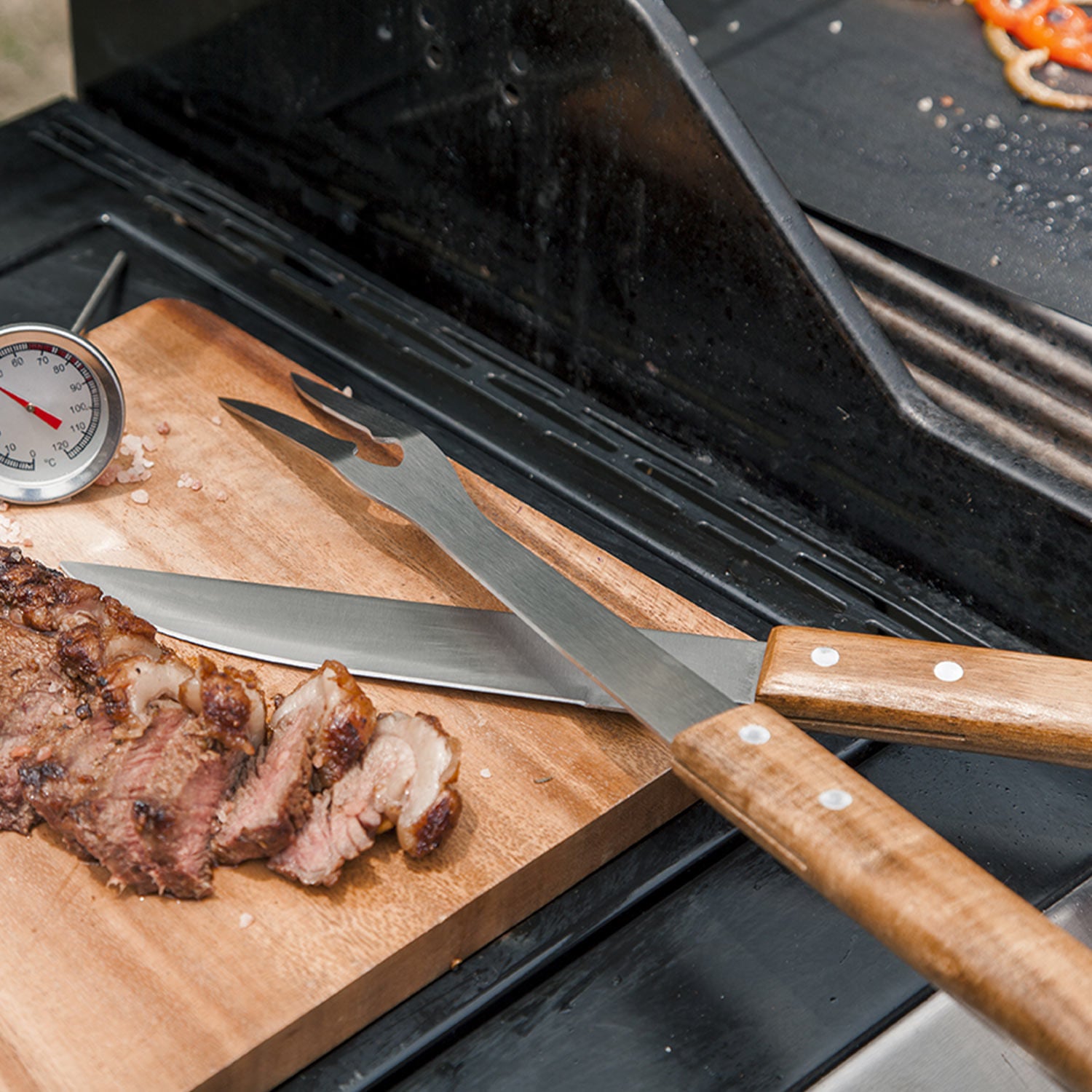 Set de cuchillo y tenedor BBQ acacia-2-AMBIENTE GOURMET MÉXICO