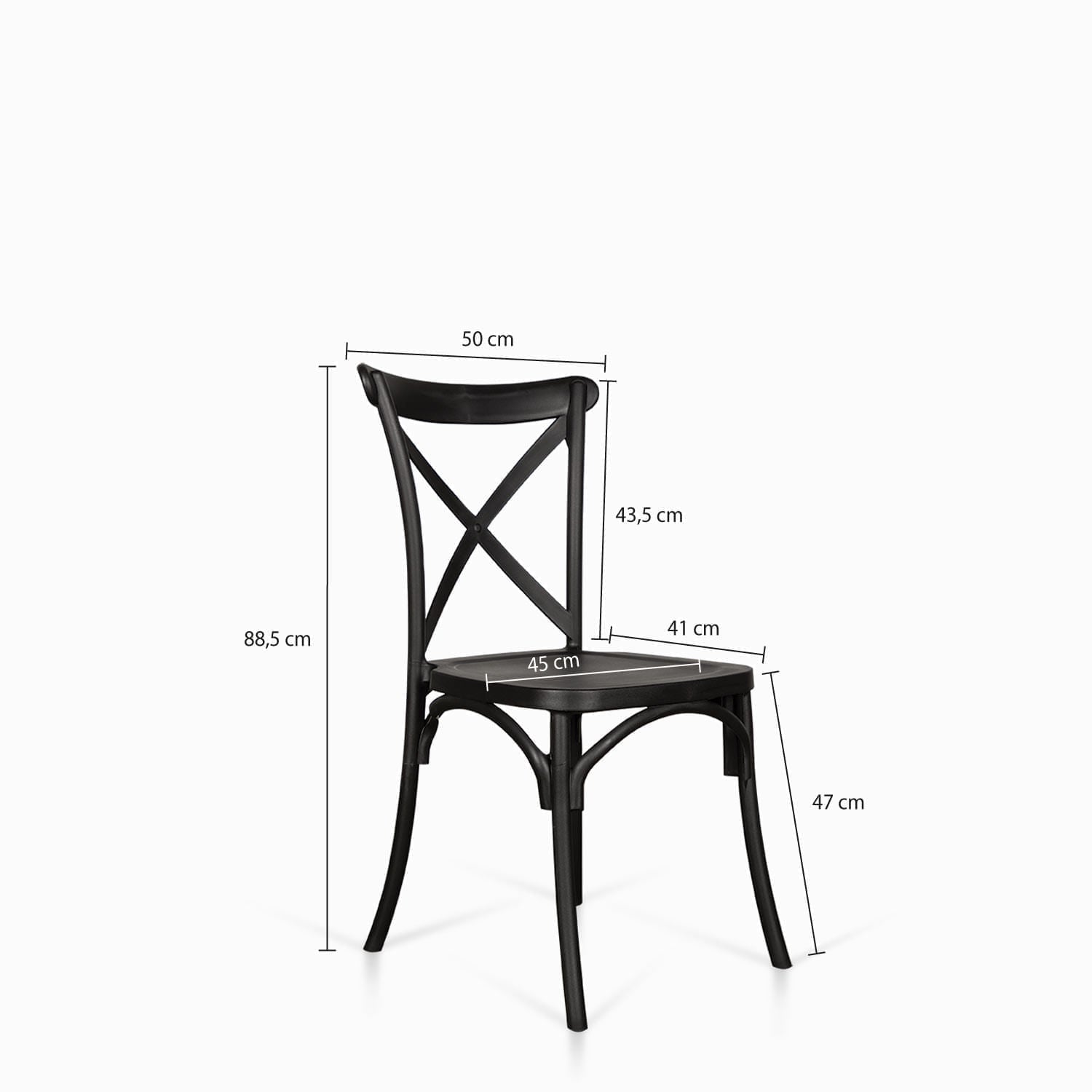 Silla X negra en plástico apilable
